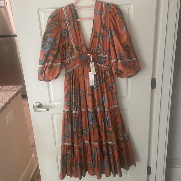 NWT Anthropologie Love the Label Mabel Puff Sleeve Floral Wanda Orange, Small - Picture 6 of 7